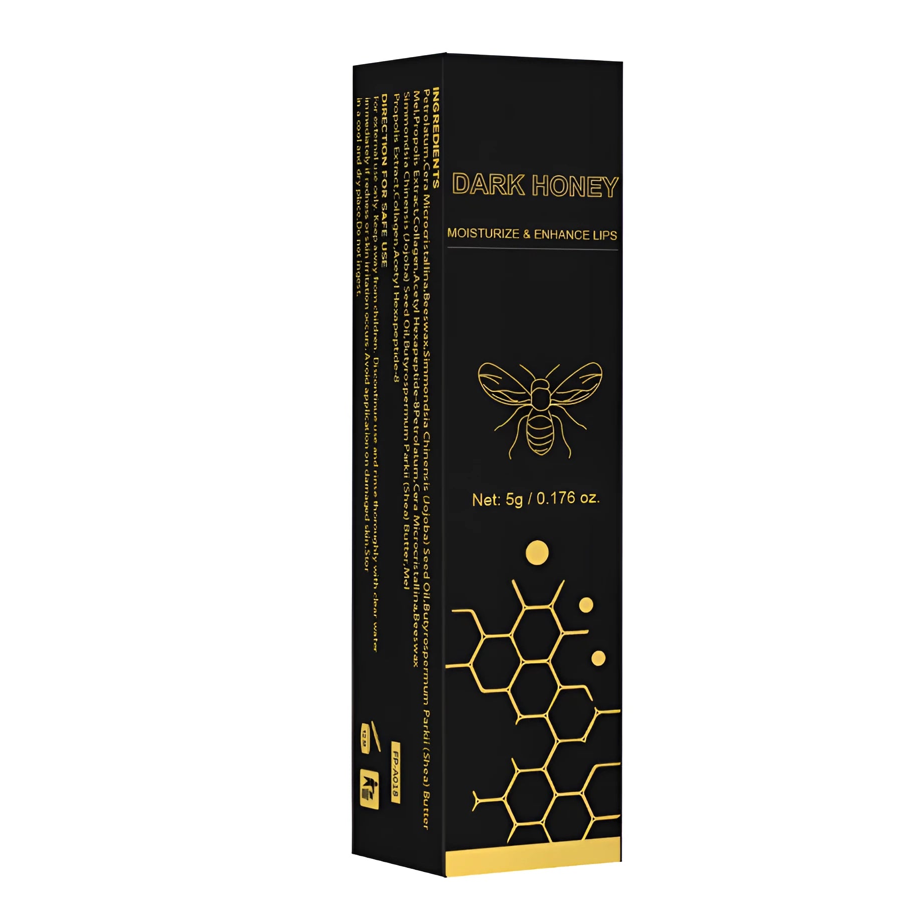 Dark honey brown matte finish lipstick with 5g net content in standard cosmetic packaging