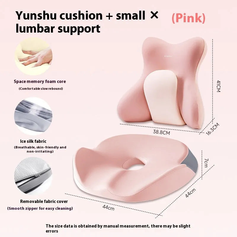 Ergonomic backrest waist pad with memory foam filler in multiple colour options
