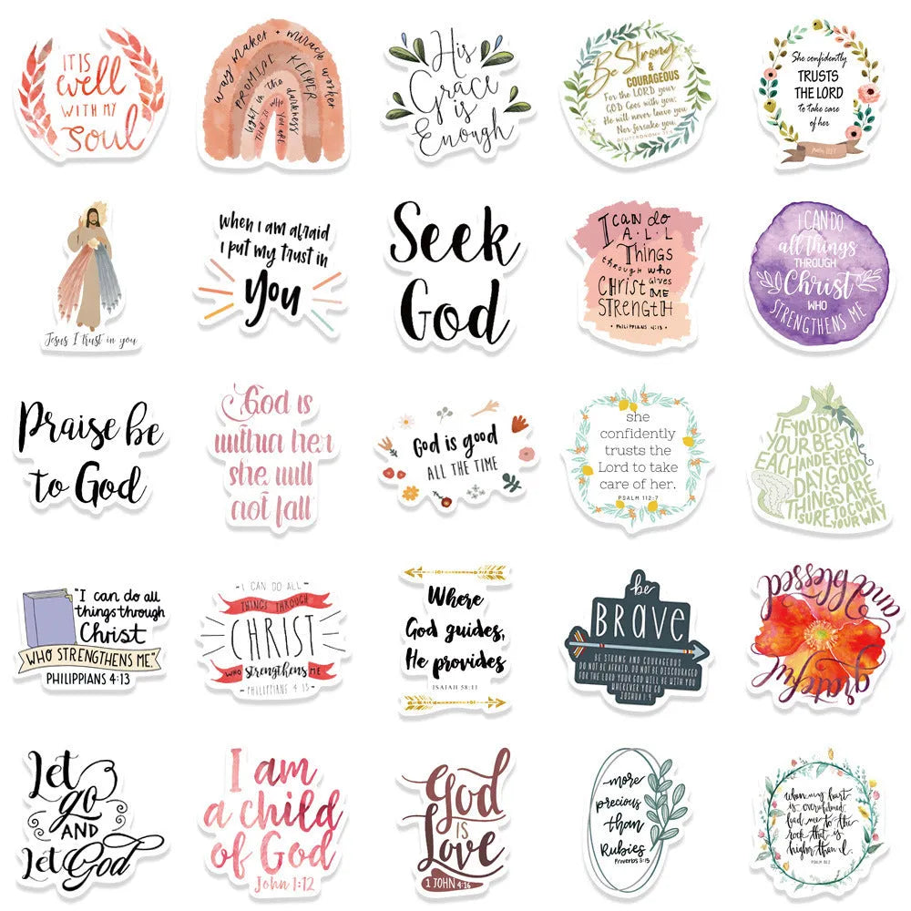 Pack of 50 random pattern graffiti stickers for wall and window decoration.