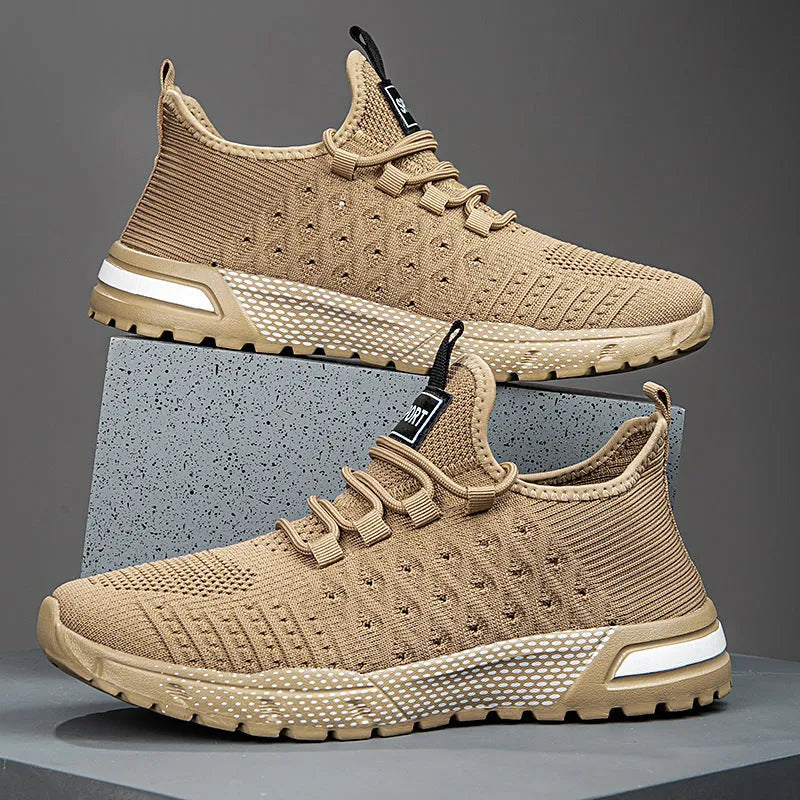 Men's solid colour casual shoes with mesh upper in six neutral colour options