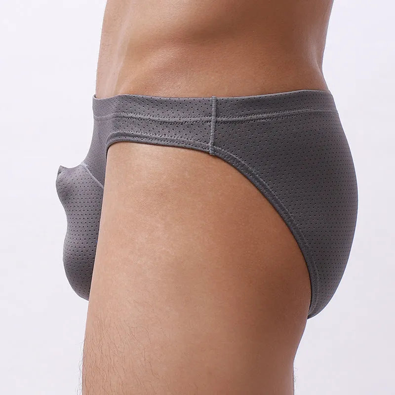 Men's transparent nylon boxer shorts laid flat in blue, black, white, grey, and sky blue colours.