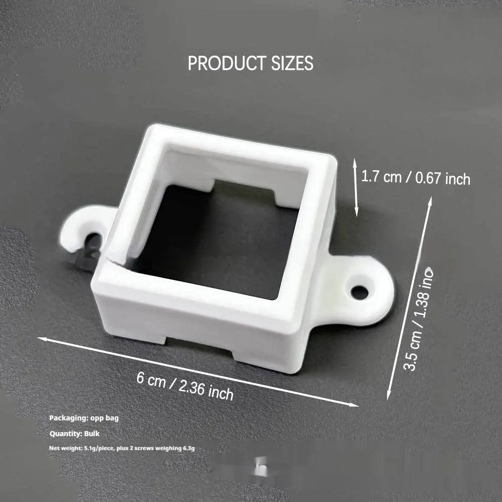 White plastic LED light protective lampshade with dimensions 1.7cm by 6cm.