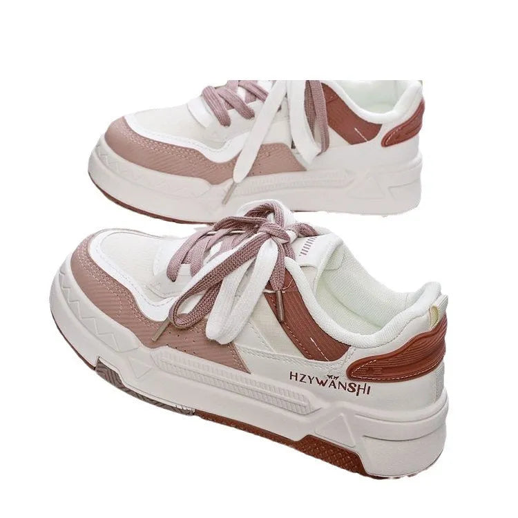 Children's lace-up board shoes with cross shoulder straps and thick rubber soles in beige colour