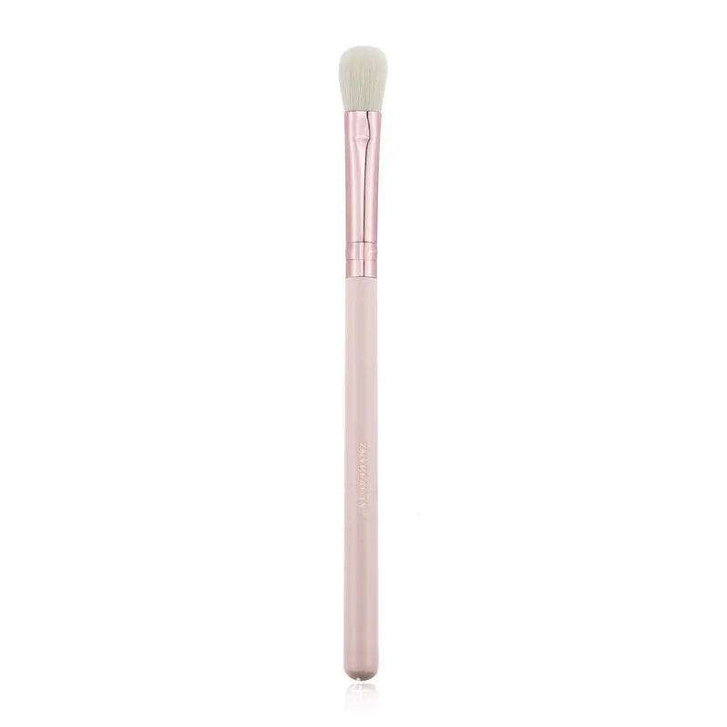 26 pink makeup brushes with wool bristles and wooden handles in a PU storage bag.