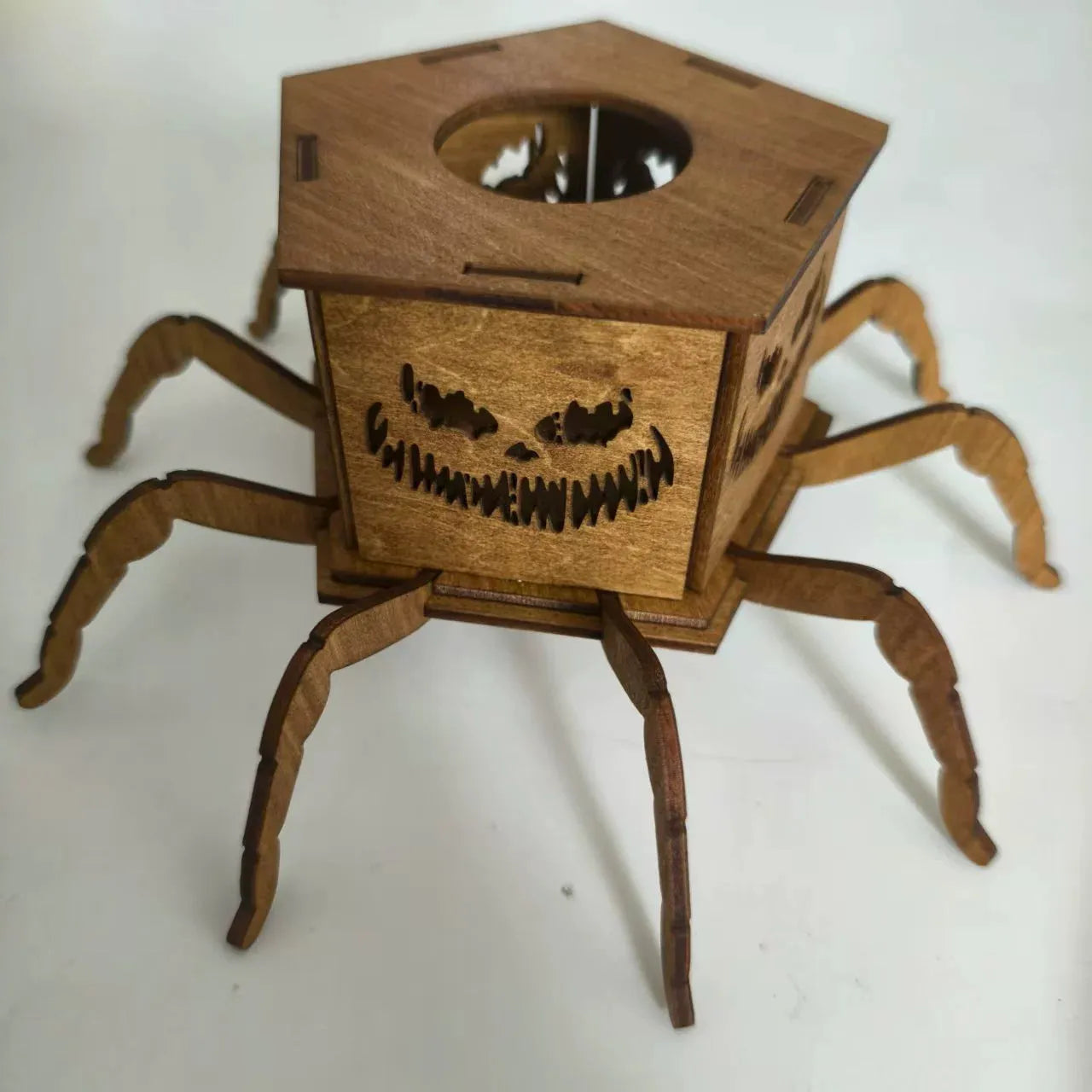 Wooden Halloween spider lantern candlestick decoration with modern simplicity design