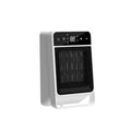 Desktop electric heater with digital touch screen display and remote control in black or white colour options