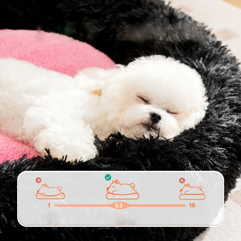 Elf Briquettes plush pet sleeping mat with raised edges in blue, pink or yellow colours