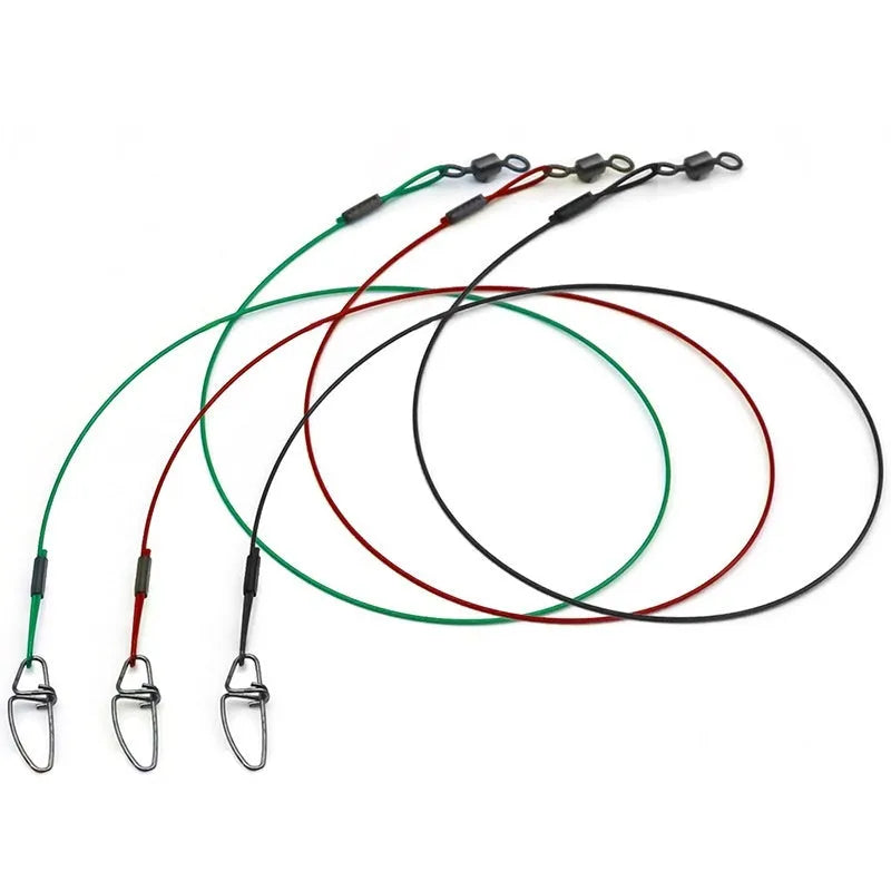 Anti-bite steel wire fishing accessories with double buckle pin in 54cm length