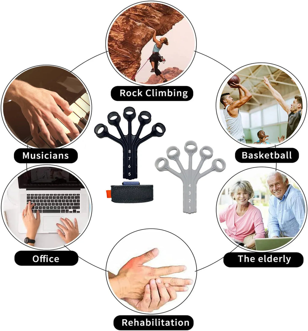 Silicone finger rehabilitation trainer with adjustable belt for flexion and extension exercises