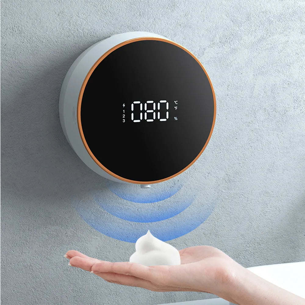 Smart automatic sensor foam dispenser unit with USB charging port mounted on wall