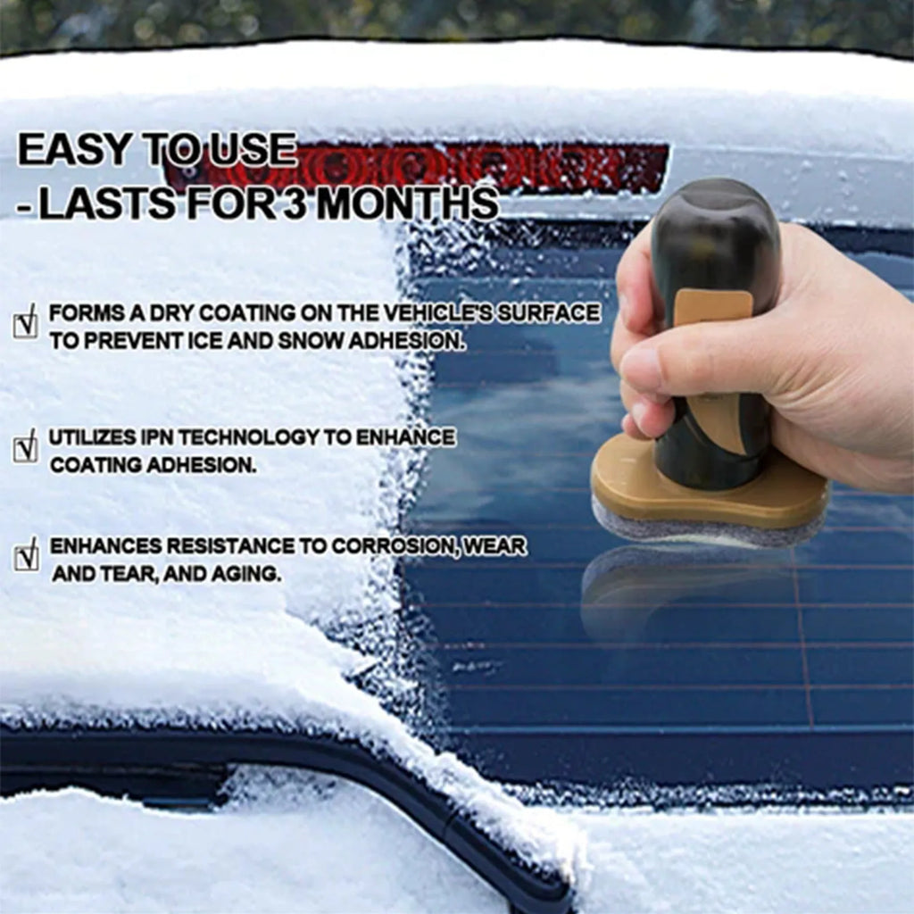Car snow brush with hydrophobic nano coating and compact PE plastic handle
