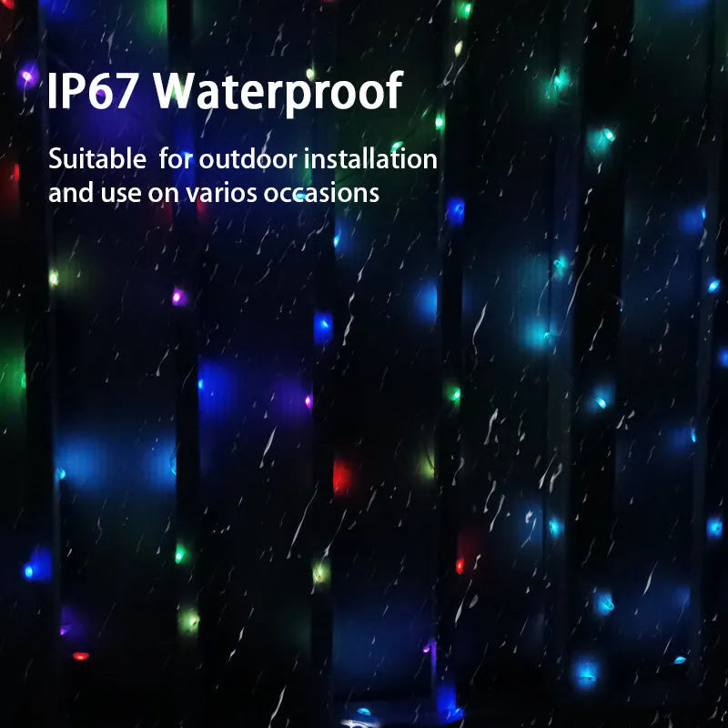 10 metre long multi-colour LED decorative light string with remote control for parties.