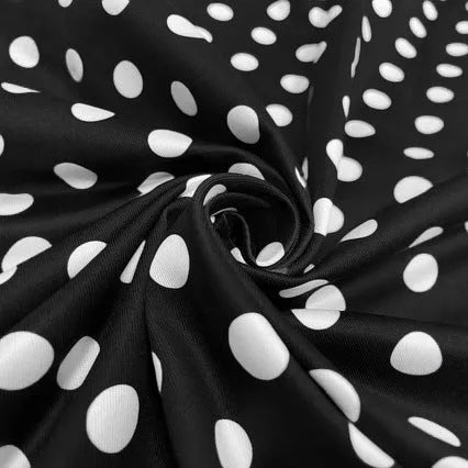 Women's square collar polka dot dress with front zipper and pleated midi skirt