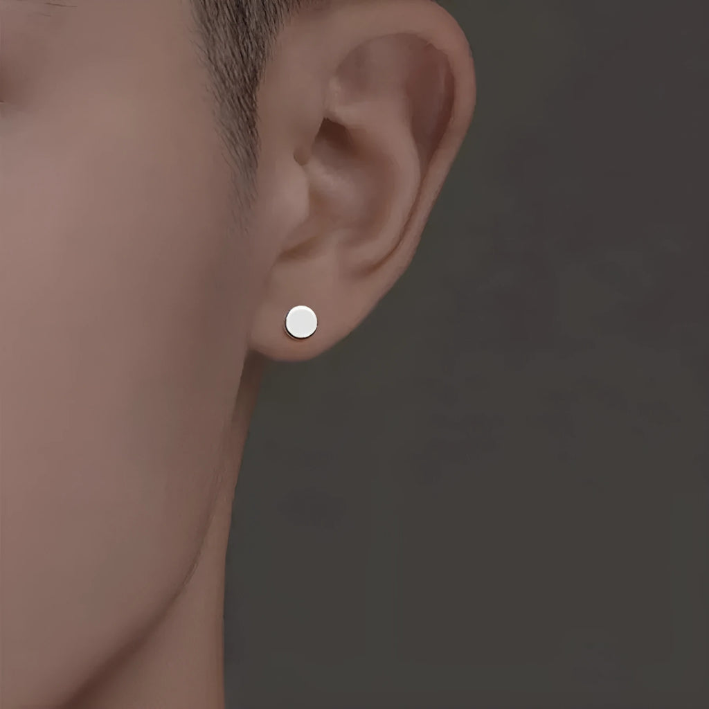 S999 sterling silver flat ear bone studs in black and silver colour options showing different size diameters