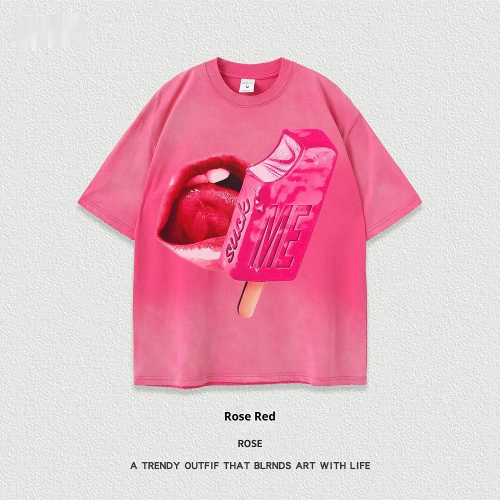 Cartoon pattern streetwear t-shirt in loose fit available in multiple colours