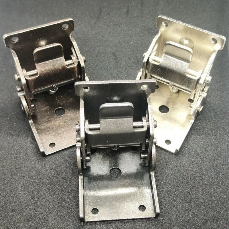 Furniture foot folding hinge showing 0-90 degree adjustment mechanism in electroplated finish