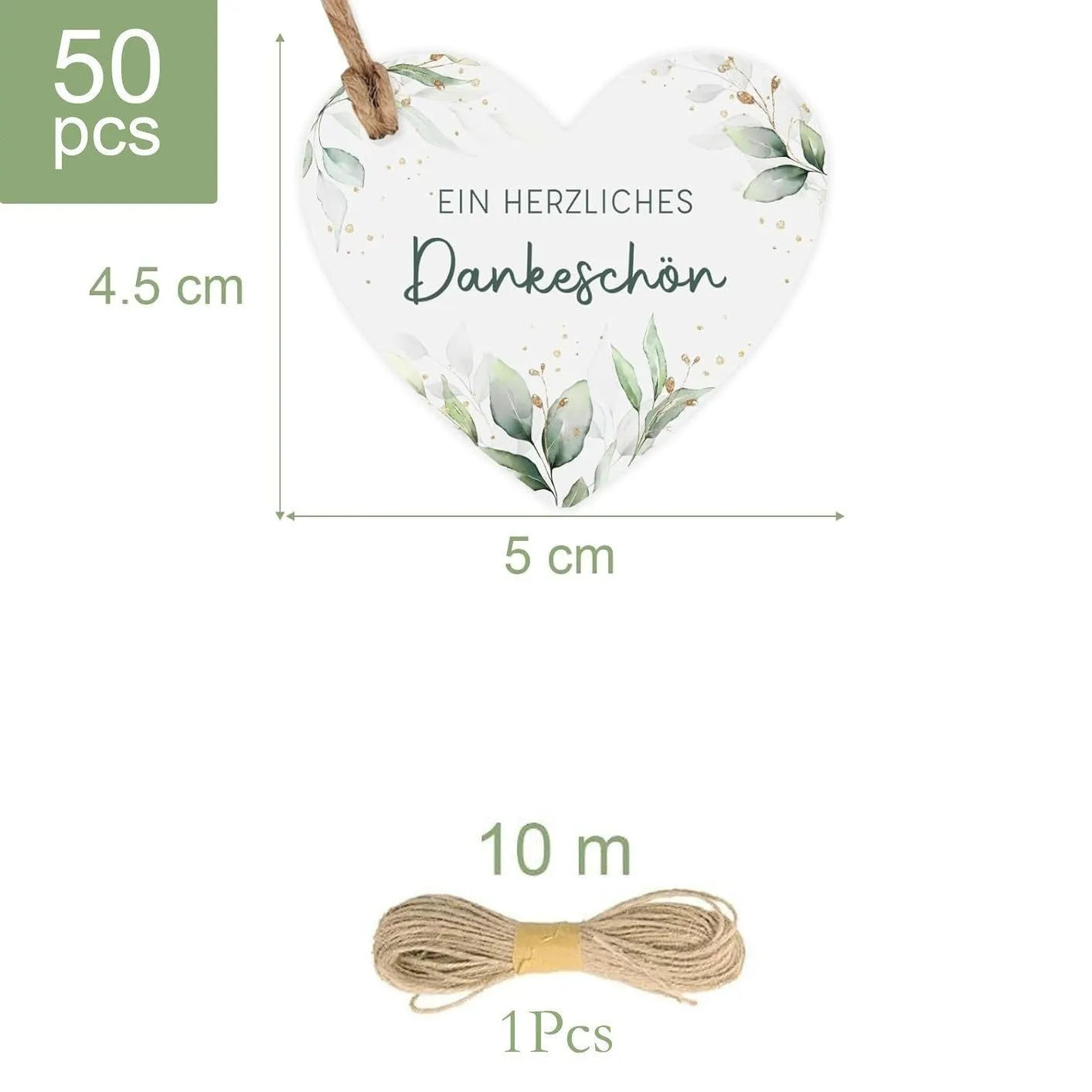 Set of fifty paper heart-shaped gift tags with floral patterns in two colour style options