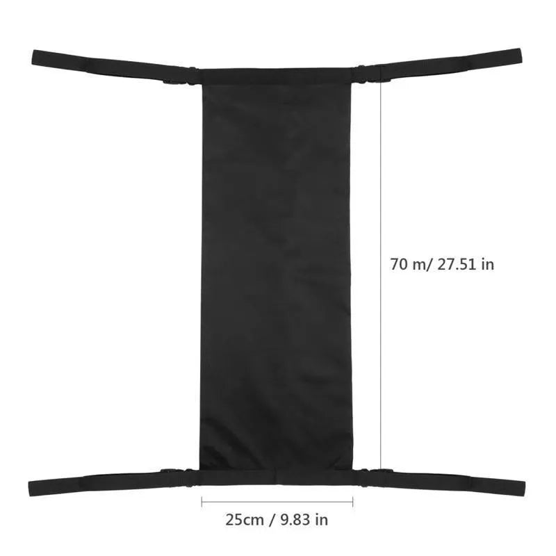 Black cylindrical Oxford cloth pannier bag attached to a wheelchair for oxygen cylinder storage.