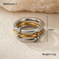 Stacked stainless steel rings with 18K gold plating in three colour options for women's hand jewellery