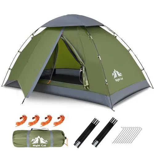 Dark green automatic pop-up camping tent for two people with quick pitch design
