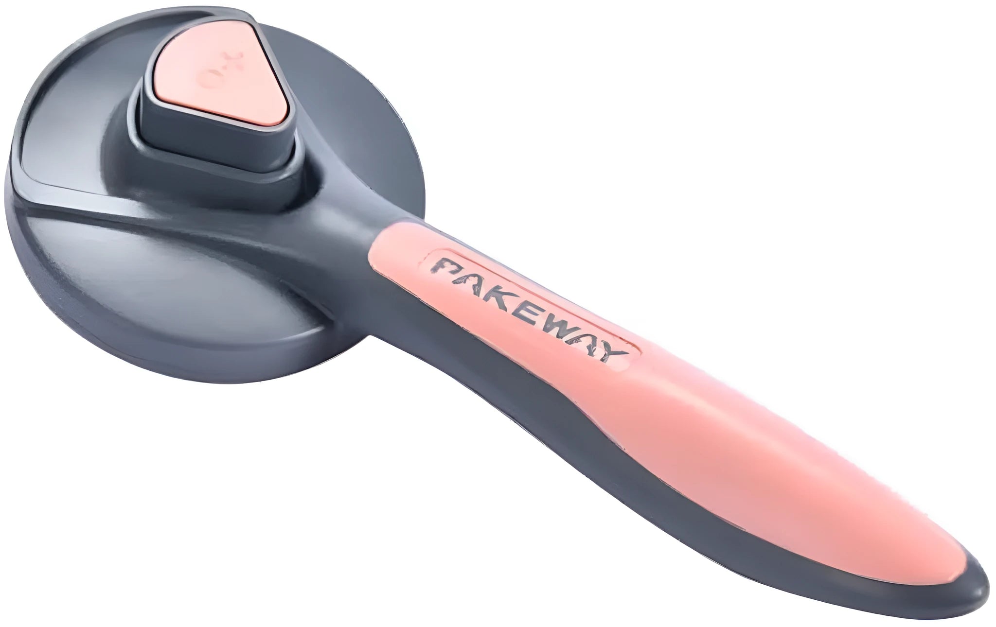 A grey self-cleaning slicker brush for grooming dogs, cats, and rabbits on a plain background.