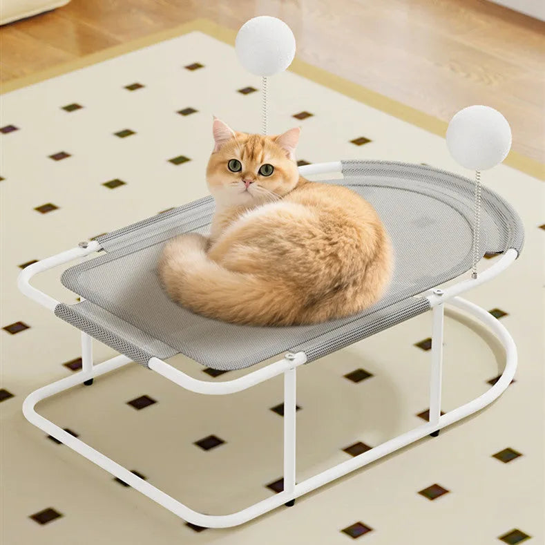 Large grey fabric cat kennel with breathable design for use as pet bed and cage