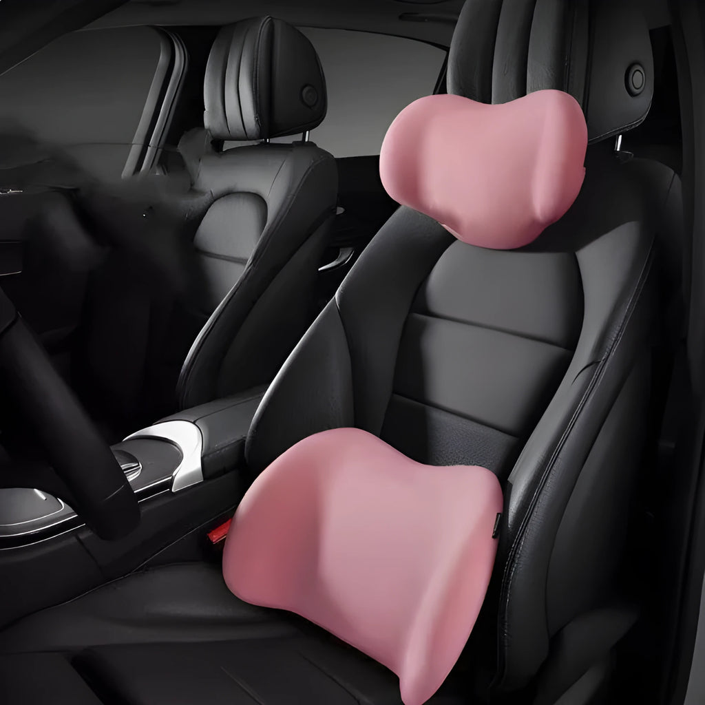Memory cotton car seat cushion for headrest, neck and waist support in choice of colours