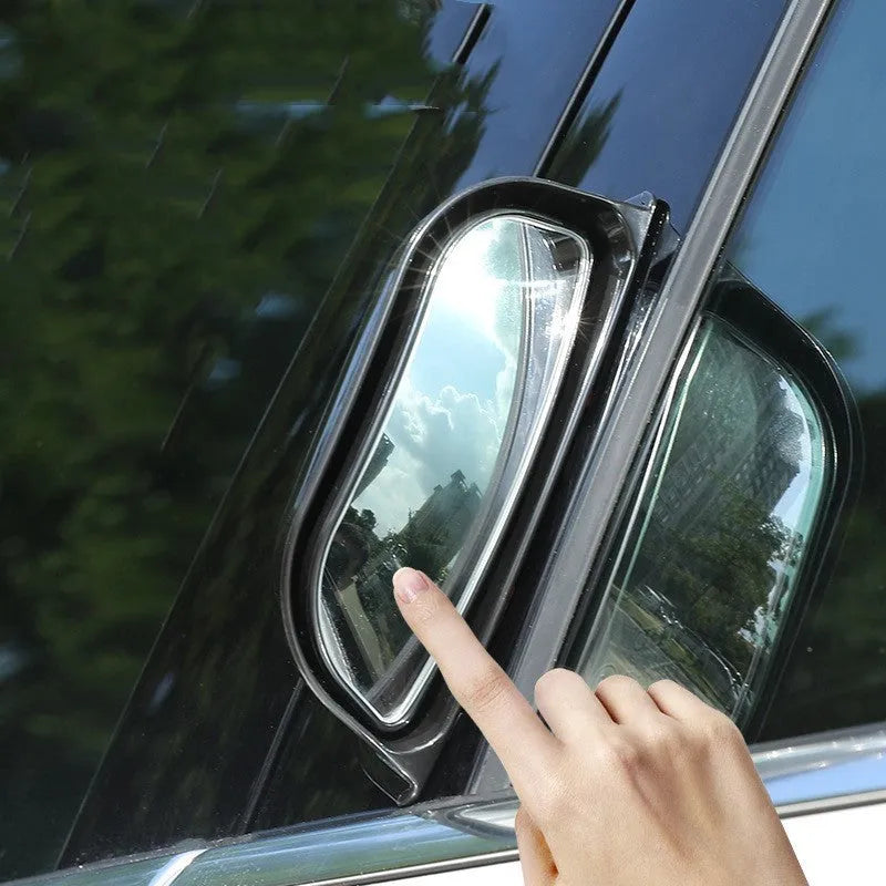 Black universal wide angle car rearview mirror with two-row surface design