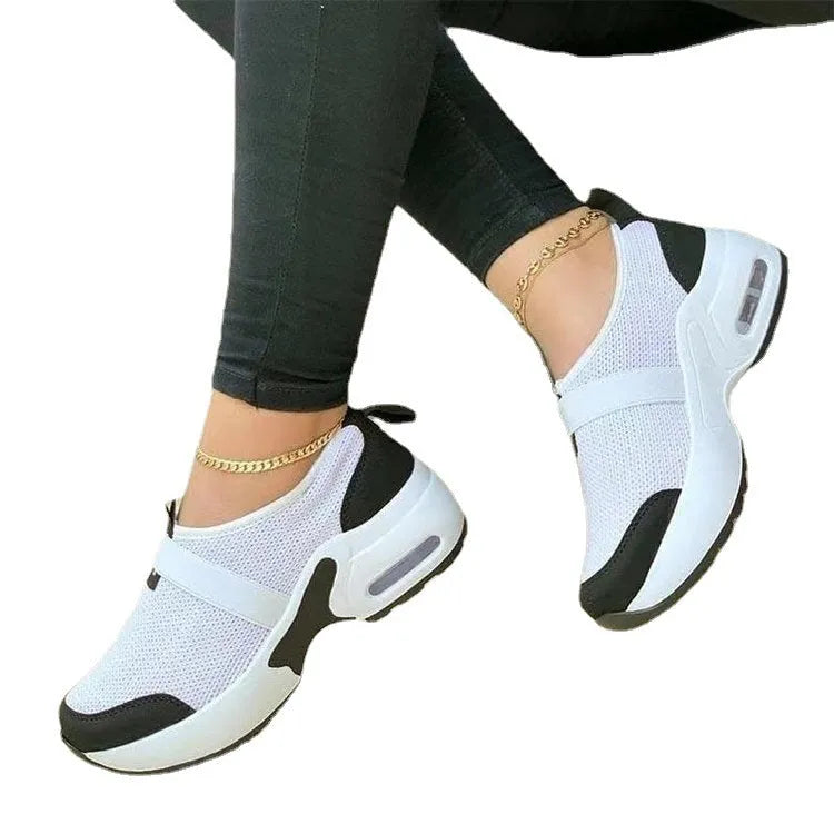 Women's lightweight mesh sneakers in multiple colours with a flat rubber sole