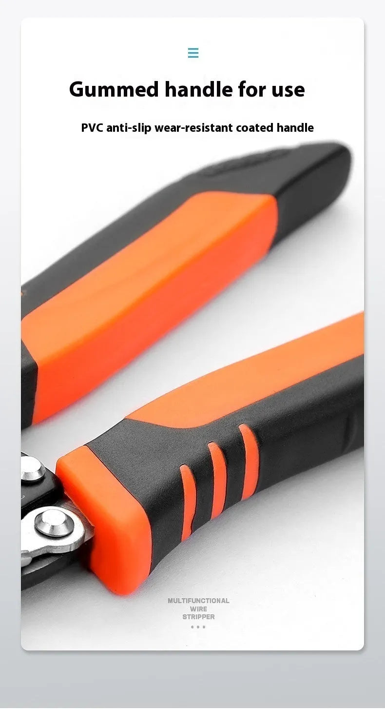 Fully automatic wire stripping pliers with high carbon steel blades and 45# steel construction