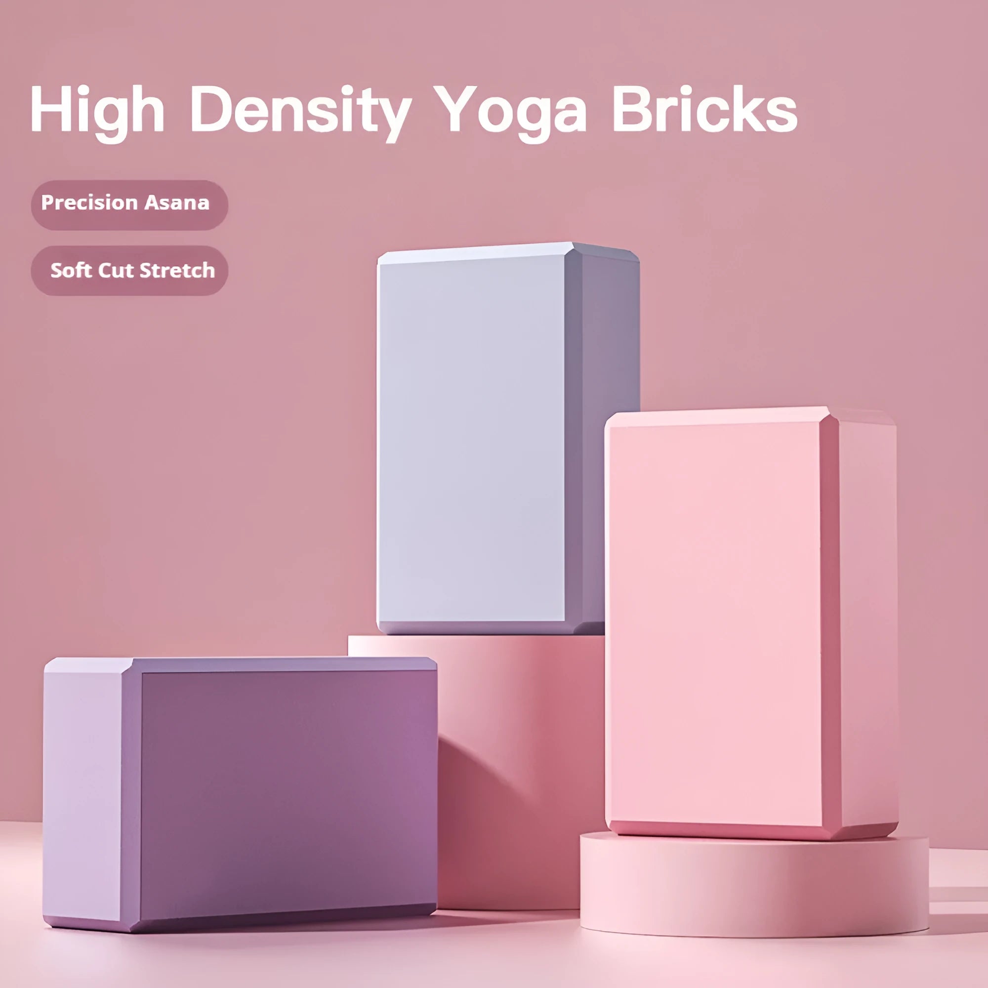 High density EVA foam yoga block with hexagonal ridges in solid colour for gym training and stretching