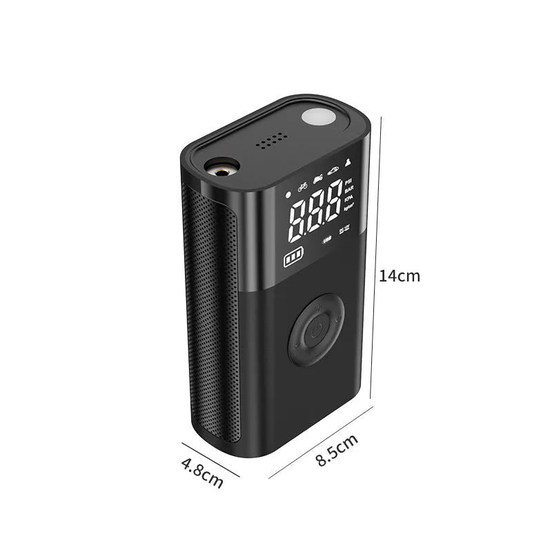 Wireless handheld digital display car air pump with ABS construction and multiple inflation nozzles