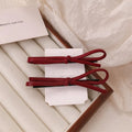Wine red leather bow barrette hair clip for women with manual processing