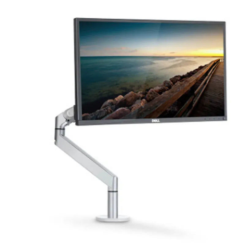Silver aluminium VESA laptop mounting bracket with adjustable air pressure arm mechanism