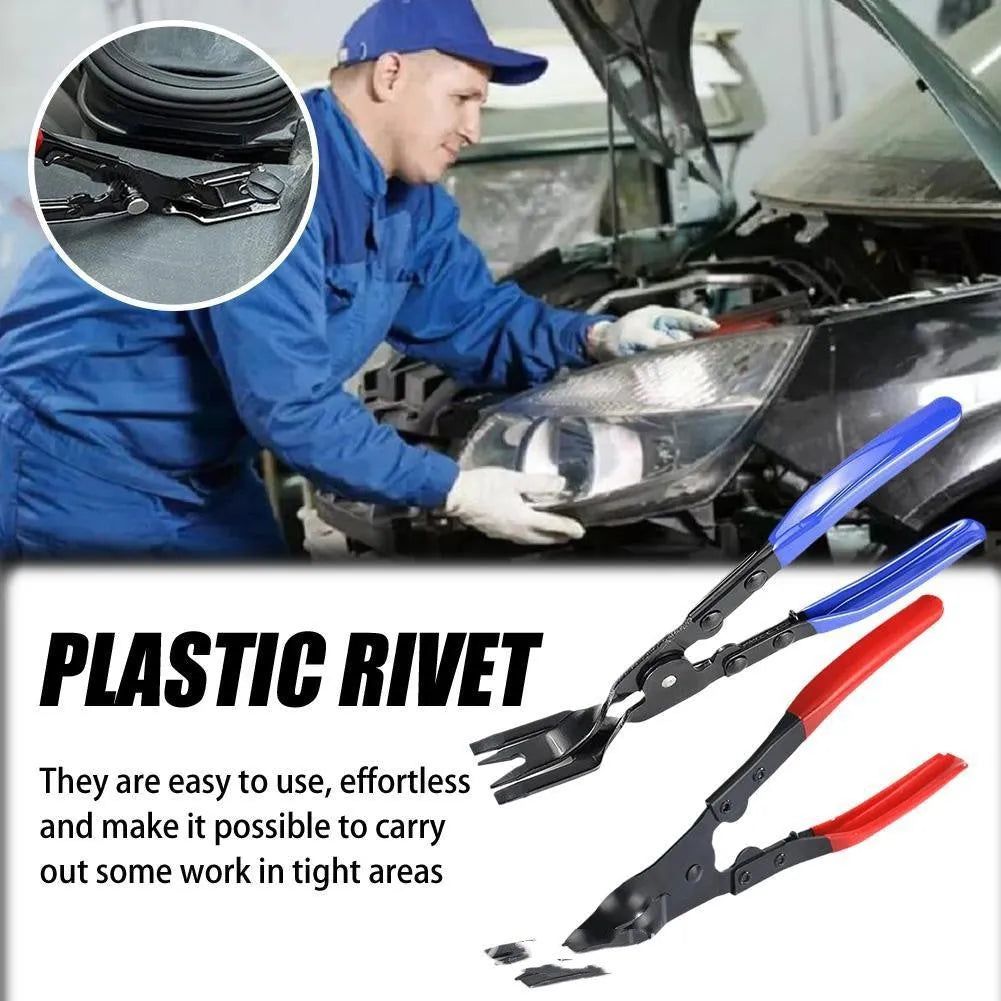 Blue steel car disassembly pliers for door panel and interior bracket removal measuring 235mm