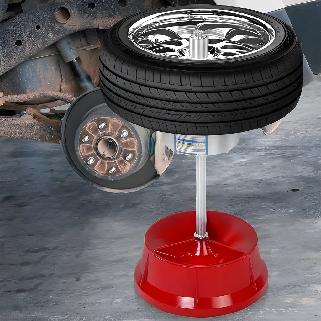Portable hub balancer with aluminium head and bull's eye level for wheel balancing