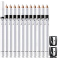 12 white and black waterproof eyeliner pencils with sharpener for multi-use makeup application