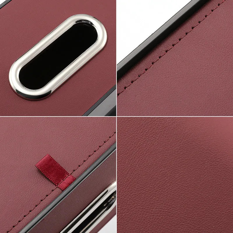 Genuine leather car tissue box holder with 2L storage capacity suspended in vehicle