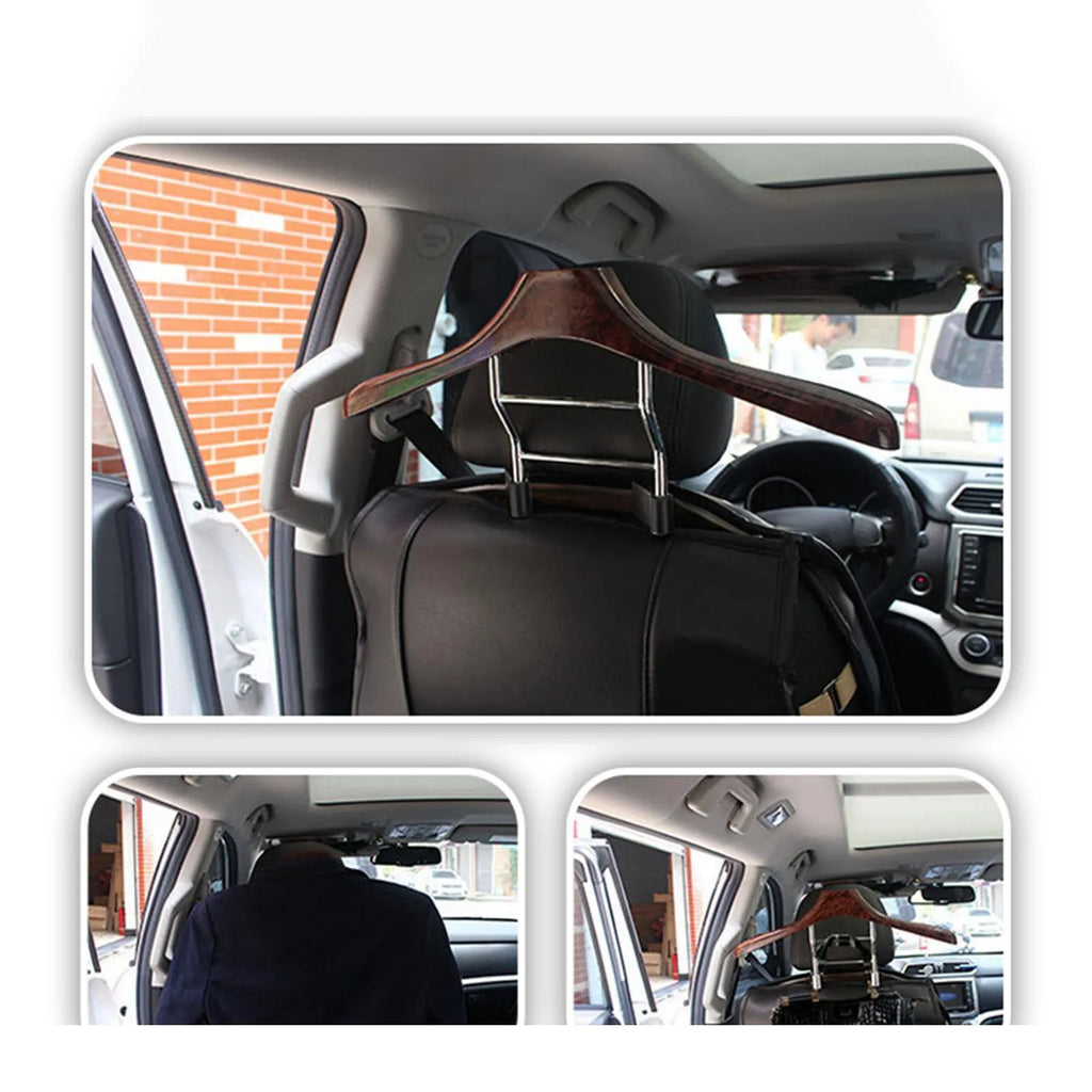 Wood yellow stainless steel car mounted clothes hanger with detachable ABS components