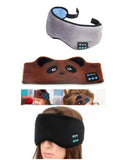 Black Bluetooth music sleep eye mask with integrated wireless headphones showing soft fabric and streamlined design