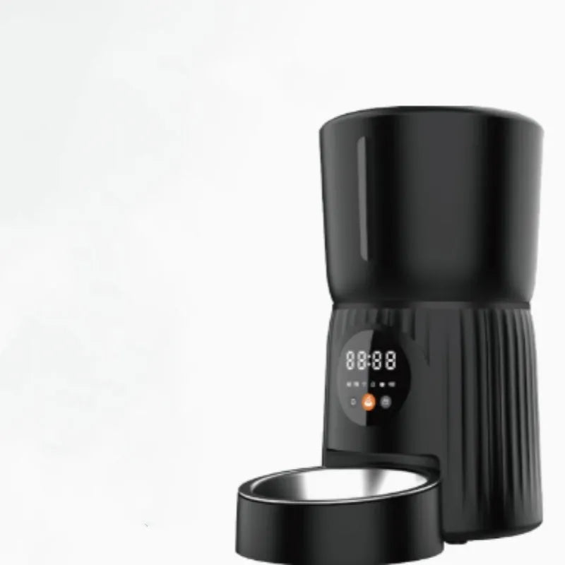 Intelligent automatic pet feeder with smartphone app remote control in black or white