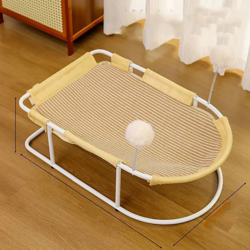 Large grey fabric cat kennel with breathable design for use as pet bed and cage