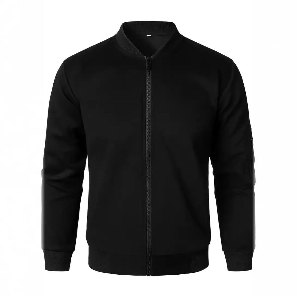 Men's loose-fitting knitted jacket in cotton with long sleeves, shown in black colour option