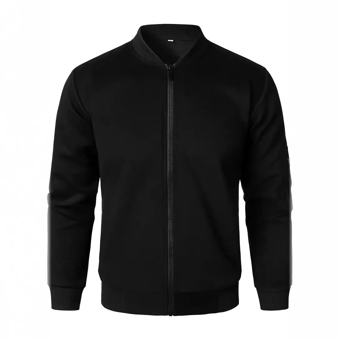 Men's loose-fitting knitted jacket in cotton with long sleeves, shown in black colour option