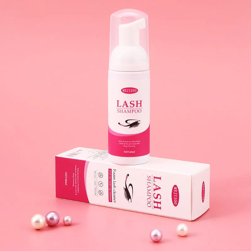 60ml lash shampoo mousse eyelash cleaning solution bottle with applicator brush
