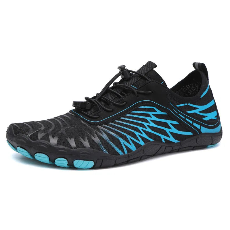 Upstream lace-up casual sports shoes in assorted colours on a white, black, pink, ash orange, or black blue background.