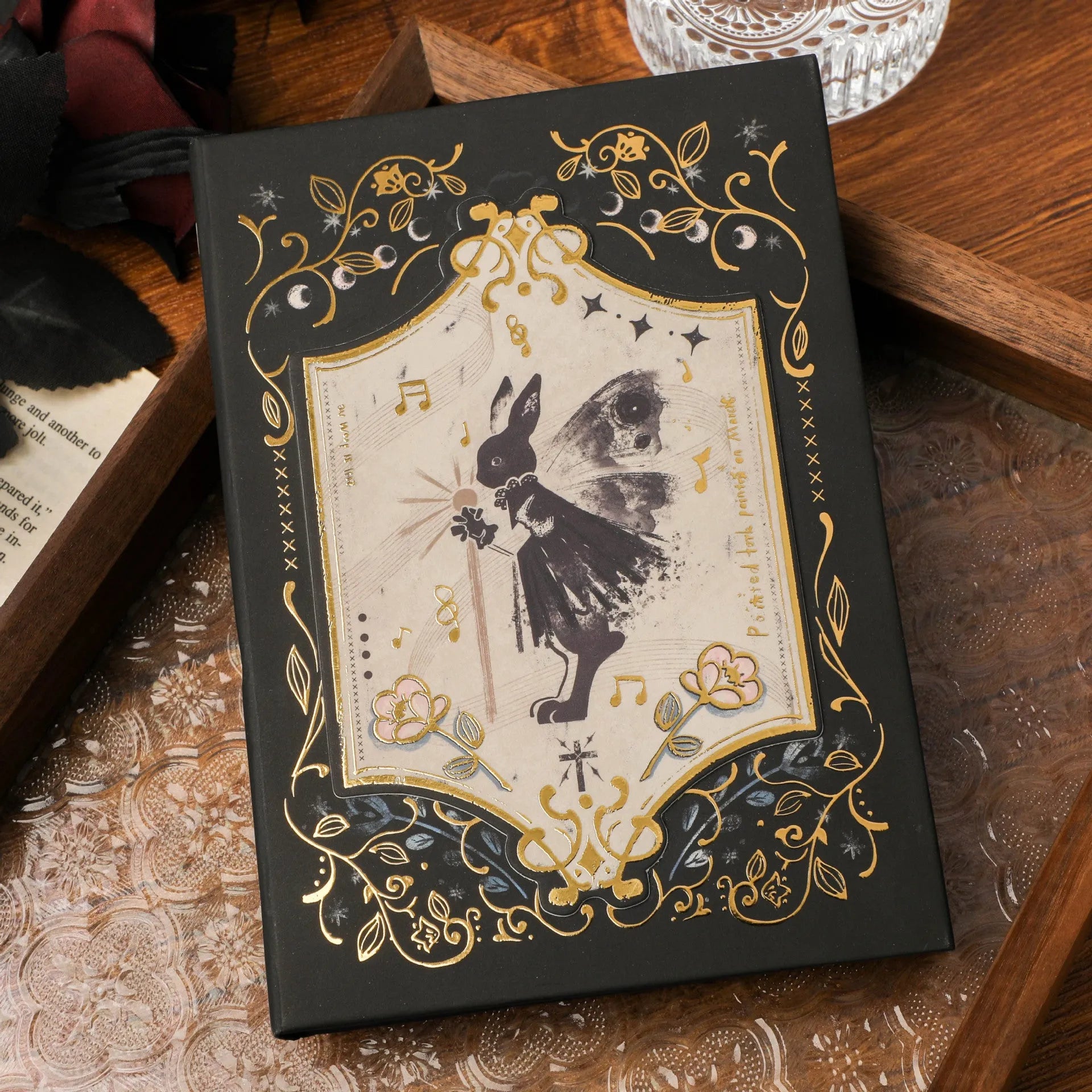 A5 gothic style retro art notebook with wood pulp paper pages.