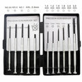 TH-6177 11-piece clock screwdriver set with multiple head types on a workbench.