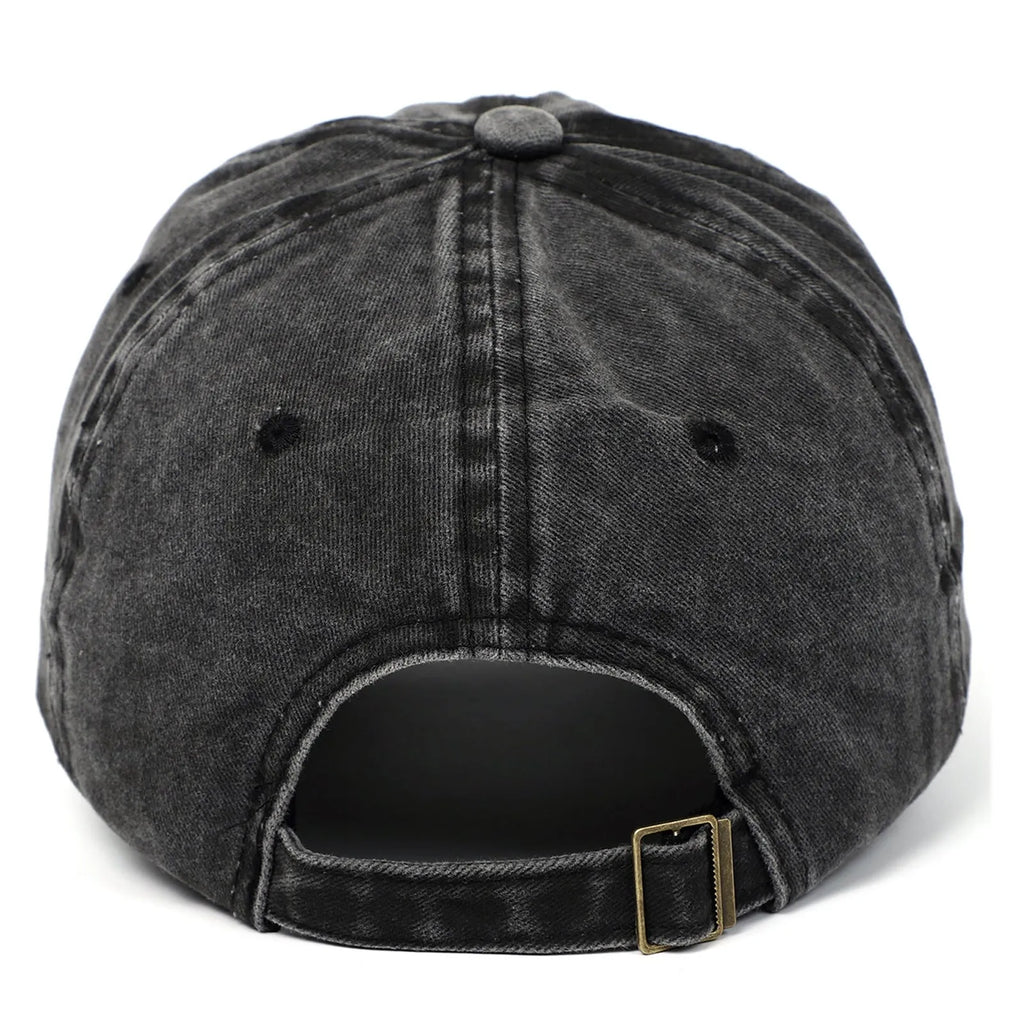 Retro baseball cap with embroidered small love heart design in soft cotton fabric, adjustable size