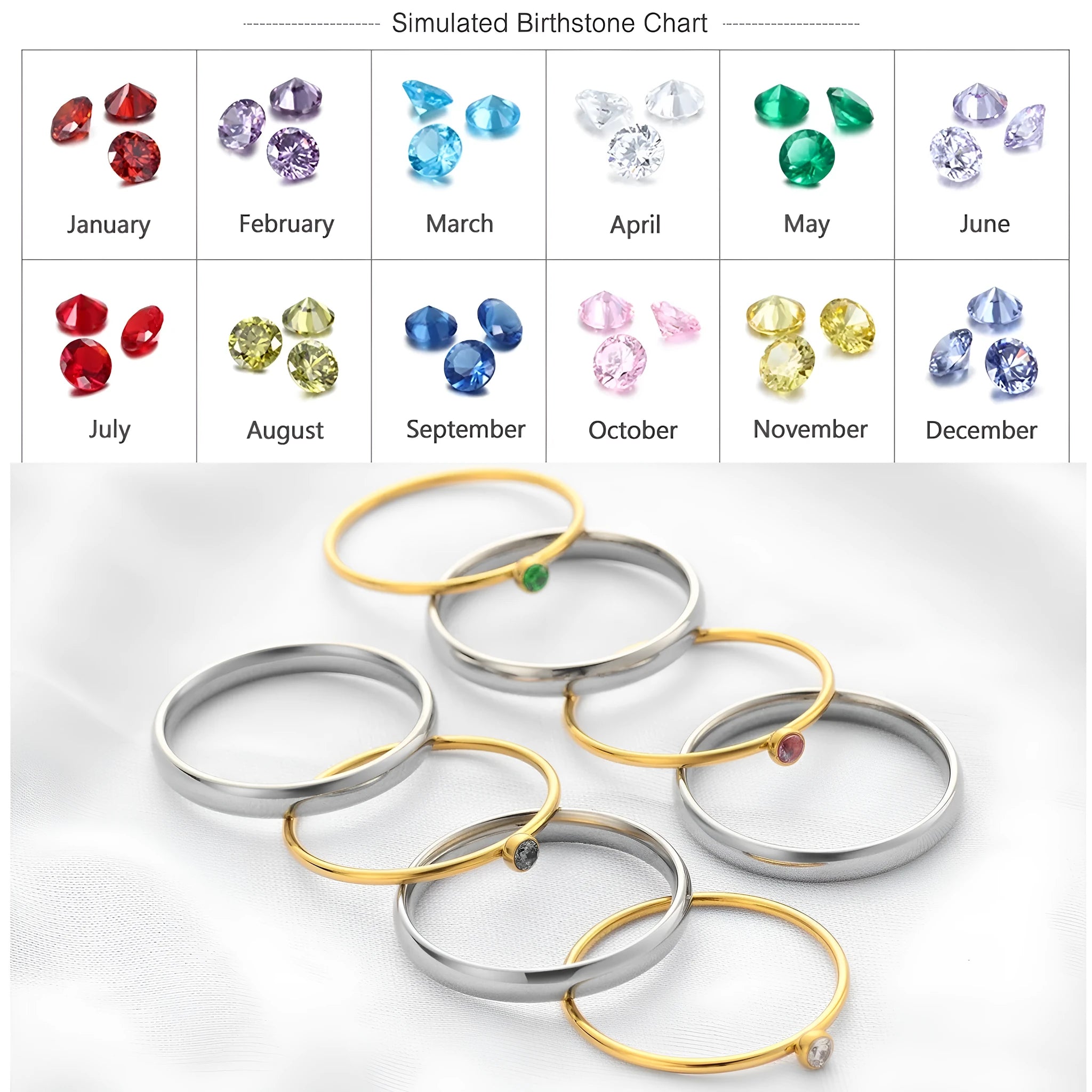 Geometric titanium steel ring with December colour birthstone and superimposed engraving.